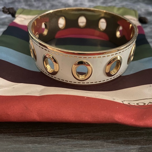 Coach gold and white bangle bracelet. - Picture 3 of 5
